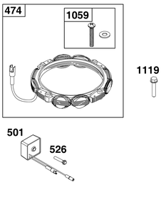 Alternator Group Diagram and Parts List for 200000 - 399999 Briggs and Stratton Engine